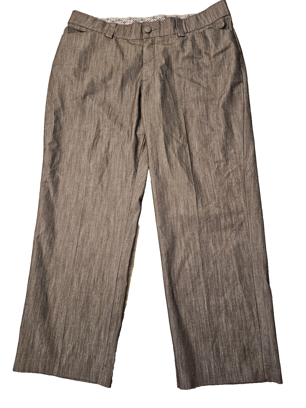 Lee Womens Gray Platinum Label Back Button Pocket Trousers Pants Petite 16W
